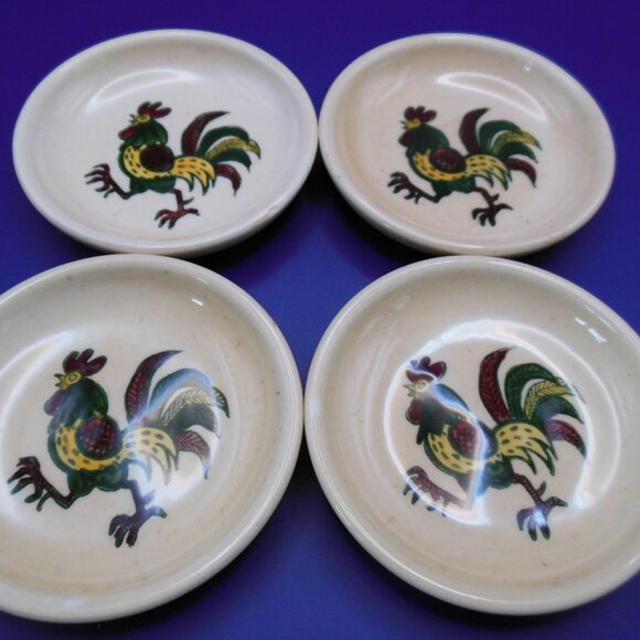 coasters ceramic rooster design vintage Poppytrail by Metlox Made in California - Picture 5 of 9